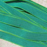 Emerald Green hand dyed silk ribbons - 5 to 15 bulk silk ribbon - for necklaces, bracelet wraps, bridal flower bouquet trim or crafts!