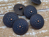 Mandala Buttons Antique Copper / 20mm Dot Mandala Tribal Shield Button 3/4” Qty 4 to 8 /Ethnic Leather Wrap Clasp Sweater Clothing Fastener