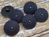 Mandala Buttons Antique Copper / 20mm Dot Mandala Tribal Shield Button 3/4” Qty 4 to 8 /Ethnic Leather Wrap Clasp Sweater Clothing Fastener