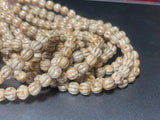 OPAQUE LUSTER Picasso Melon Beads /Czech Glass Beads /5mm Round Carved Fluted Strand 25 Beads