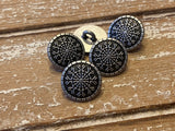 Snowflake Metal Buttons 5/8" Antique Silver / Snowflakes Button / Qty 4 to 8 / 15mm Snow Flake Clothing or Leather Wrap Clasps