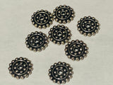 10mm Bali Spacer Beads Sterling Silver 1.5mm Hole / Bali 925 Silver Vintage Antique Silver / Double Wheel Sun Spacers Antiqued