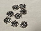 10mm Bali Spacer Beads Sterling Silver 1.5mm Hole / Bali 925 Silver Vintage Antique Silver / Double Wheel Sun Spacers Antiqued