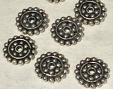 10mm Bali Spacer Beads Sterling Silver 1.5mm Hole / Bali 925 Silver Vintage Antique Silver / Double Wheel Sun Spacers Antiqued