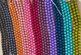 SATURATED 6mm Faceted Round Glass Beads, Czech Glass, Qty 25 Faceted Fire Polished/ Choose, Brown, Gray, Pumpkin, Peach, Fuchsia, Pink,