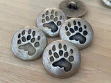 Bear Paw Buttons 3/4” Antique Silver Metal Button Qty 4 / Southwest Outdoors 20mm Clothing Leather Wrap Clasps