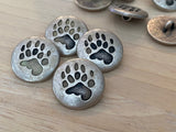 Bear Paw Buttons 3/4” Antique Silver Metal Button Qty 4 / Southwest Outdoors 20mm Clothing Leather Wrap Clasps