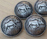 Moose Metal Buttons 20mm Antique Silver w Shank 7/8" Qty 4 Leather Wrap Clasp Wildlife Animal Lakikaisupply Buttons