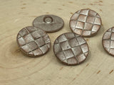 Basket Weave Metal Buttons Copper with White Patina Metal Button 25mm, 1”  Qty 4 Round Button, Great Leather Wrap Clasps Clothing Buttons