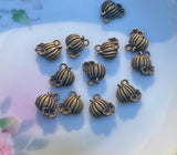 Tiny Pumpkin Charms, Quantity 20 Fall Harvest Charm, Antique Brass 11mm x 10mm, Bronze Melon Drops