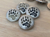 Bear Paw Buttons 3/4” Antique Silver Metal Button Qty 4 / Southwest Outdoors 20mm Clothing Leather Wrap Clasps