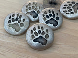 Bear Paw Buttons 3/4” Antique Silver Metal Button Qty 4 / Southwest Outdoors 20mm Clothing Leather Wrap Clasps