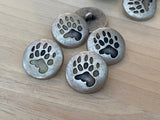 Bear Paw Buttons 3/4” Antique Silver Metal Button Qty 4 / Southwest Outdoors 20mm Clothing Leather Wrap Clasps