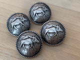 Moose Metal Buttons 20mm Antique Silver w Shank 7/8" Qty 4 Leather Wrap Clasp Wildlife Animal Lakikaisupply Buttons