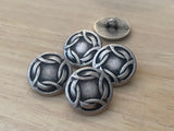 CELTIC KNOT Metal Buttons, Antique Silver, Round Shank Back Button 3/4” Qty 4 / 20mm Clothing Button or Leather Wrap Clasps