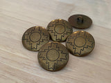 Chacana Metal Buttons 20mm Antique Brass Concho Button, Qty 4 to 8 Bronze Concha Native American Style 3/4” Sewing Clothing Jacket Sweater