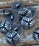 FLOWER Metal Buttons 5/8" Antique Silver, Qty 4 to 24, Jewelry Finding Buttons, 15mm Clothing Sweater Jacket