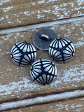 FLOWER Metal Buttons 5/8" Antique Silver, Qty 4 to 24, Jewelry Finding Buttons, 15mm Clothing Sweater Jacket