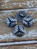 FLOWER Metal Buttons 5/8" Antique Silver, Qty 4 to 24, Jewelry Finding Buttons, 15mm Clothing Sweater Jacket