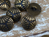 FLOWER Metal Buttons 5/8" Antique Brass, Qty 4 to 24, Jewelry Finding Buttons, 15mm Bronze Colored Clothing Sweater Jacket Shirt