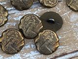 Cameo Metal Buttons 18mm Antique Brass Button Qty 4 to 12 / Woman Bust Buttons 11/16” Antiqued Bronze