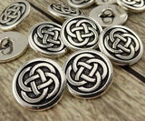 CELTIC KNOT Metal Buttons Tierracast 16mm Button, Qty 4 to 8, Silver Round Shank Celtic Buttons, Great Leather Wraps or Focal Clasps