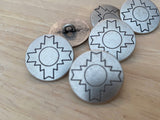 Chacana Metal Buttons 20mm Antique Silver Concho Button, Qty 4 to 8 Jewelry Findings, Concha Native American Style Buttons, 3/4”