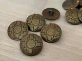 Chacana Metal Buttons 20mm Antique Brass Concho Button, Qty 4 to 8 Bronze Concha Native American Style 3/4” Sewing Clothing Jacket Sweater