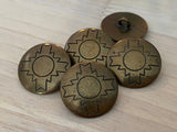 Chacana Metal Buttons 20mm Antique Brass Concho Button, Qty 4 to 8 Bronze Concha Native American Style 3/4” Sewing Clothing Jacket Sweater