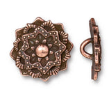 Mandala Metal Buttons Tierracast 16mm Button/ Qty 4 to 8 Lotus Flower Antique Copper Jewelry Clasp for Leather Wraps or Focal Clasps