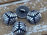 FLOWER Metal Buttons 5/8" Antique Silver, Qty 4 to 24, Jewelry Finding Buttons, 15mm Clothing Sweater Jacket