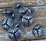 FLOWER Metal Buttons 5/8" Antique Silver, Qty 4 to 24, Jewelry Finding Buttons, 15mm Clothing Sweater Jacket