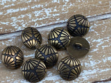 FLOWER Metal Buttons 5/8" Antique Brass, Qty 4 to 24, Jewelry Finding Buttons, 15mm Bronze Colored Clothing Sweater Jacket Shirt