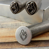 Mother and Child Heart Metal Stamp, Mother's Love Mom and  BabyHeart Outline Design Stamp, 3/8" Stamping Tool for DIY Jewelry