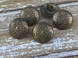 Hammered Tribal Buttons, Antique Brass Metal Button, 15mm Qty 4 , 5/8" Bronze Color Bali Style, Great for Leather Wrap Clasps or Clothing