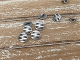 Industrial Stripes Metal Buttons 1/2” Antique Silver Button Qty 4 Round Shank Back Buttons, 12mm Rustic Contemporary Striped