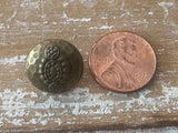 Hammered Tribal Buttons, Antique Brass Metal Button, 15mm Qty 4 , 5/8" Bronze Color Bali Style, Great for Leather Wrap Clasps or Clothing