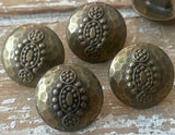 Hammered Tribal Buttons, Antique Brass Metal Button, 15mm Qty 4 , 5/8" Bronze Color Bali Style, Great for Leather Wrap Clasps or Clothing