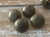 Hammered Tribal Buttons, Antique Brass Metal Button, 15mm Qty 4 , 5/8" Bronze Color Bali Style, Great for Leather Wrap Clasps or Clothing