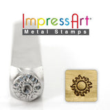 SUN Design Metal Stamp 6 mm  ImpressArt Design, Sun with Rays from the Space and Beyond, Great Hand Stamp for Metal Jewelry Blanks