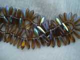 SMOKEY TOPAZ AB Dagger Beads /Czech Glass Beads /Briolette Beads /Aurora Borealis Finish /Qty 100 Strand 10mm Gorgeous Color