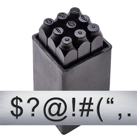 Punctuation Stamp Set, 3mm Metal Stamps, 1/8" Steel Punch Kit Hash Tag Question Mark Exclamation Point Dollar Sign Comma At Sign Parenthesis