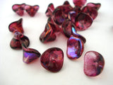 Three Petal Flower COATED VIOLET AB 12mm x 10mm, Czech Glass Beads Qty 12 Pressed Czech Flowers