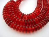 SIAM RUBY Rondelles 6mm Czech Glass Beads /Disc Beads /Donut Bead /Qty 50 Strand Pressed Christmas Ruby Red Discs