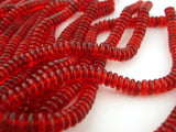 SIAM RUBY Rondelles 6mm Czech Glass Beads /Disc Beads /Donut Bead /Qty 50 Strand Pressed Christmas Ruby Red Discs