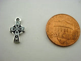 TierraCast Celtic Cross Charms, Cross Pendants,  Antique Silver, Tierracast 15mm Qty 4, Knotwork, Small Cross Pendant