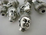 Buddha Head Beads, TierraCast Antique Silver 14mm Big Hole Beads Qty 4 to 20,  Zen Buddhism Yoga Wrap Bracelet Beads Large Hole