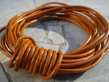 Burnt Orange Round Leather Cord 2mm 12 Feet, Terracotta Leather Wrap Cording