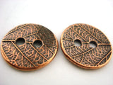 TierraCast Leaf Buttons, Round Two Hole Metal Buttons, Antique Copper Jewelry Clasp, Leaves 17 mm Qty 4 to 20 Leather Wrap Clasps