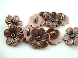 Apple Blossom Button Tierracast Antique Copper 16mm Qty 4 to 20, Metal Flower Button, Great Leather Wrap Clasp for Wrap Bracelets